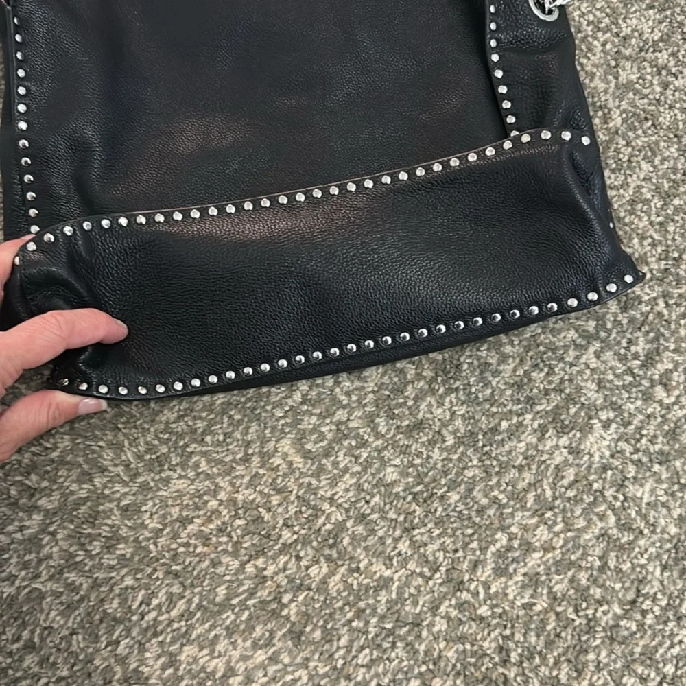MICHAEL Michael Kors Black Stud-Trim Leather Hobo